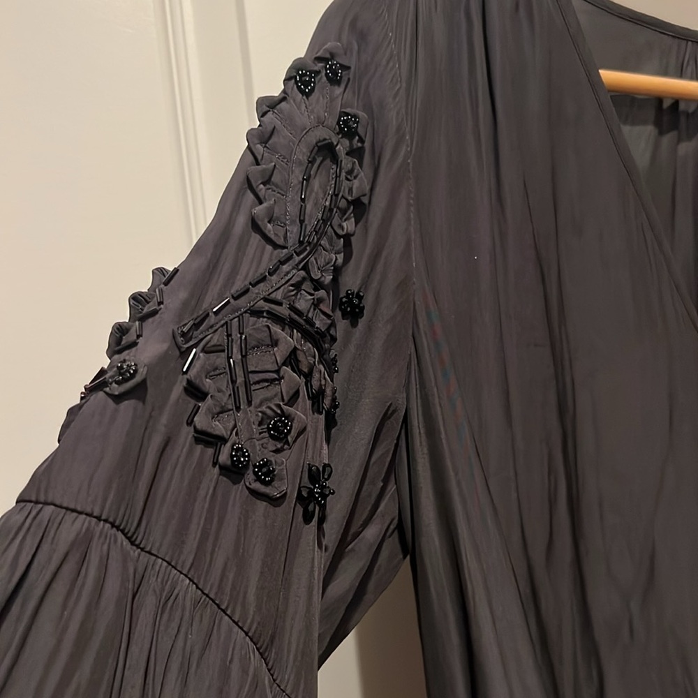 Ramy Brook black w crop and elegant embellishments